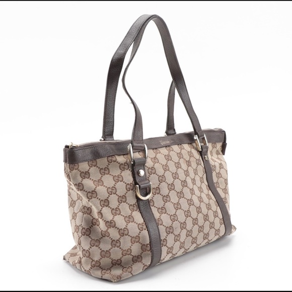 Small Brown Gucci Abby Tote in GG Supreme Canvas - Picture 3 of 16